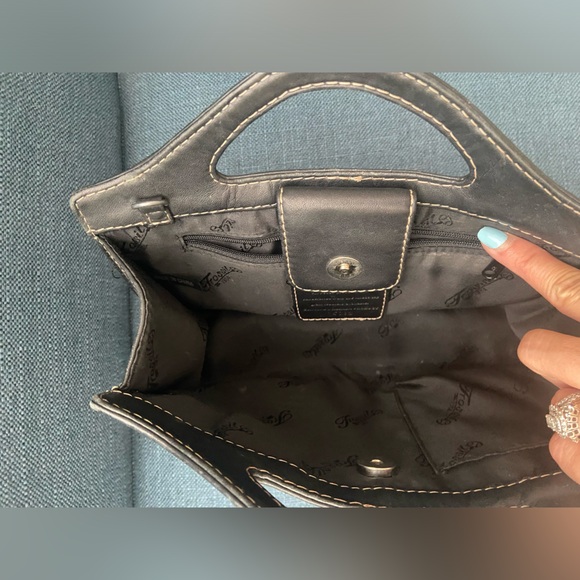 Vintage Fossil Black Leather Top Handles & Crossbody/Shoulder Purse Bag - Picture 8 of 16